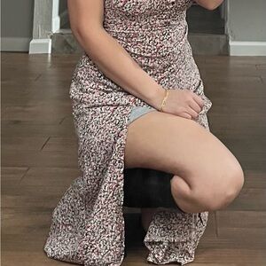 Missguided Cream and Brown Sleeveless Midi Sundress